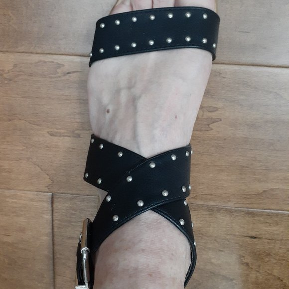 Sandals - CL by Laundry Black and Silver Stud Accent Sandals - Picture 1 of 3